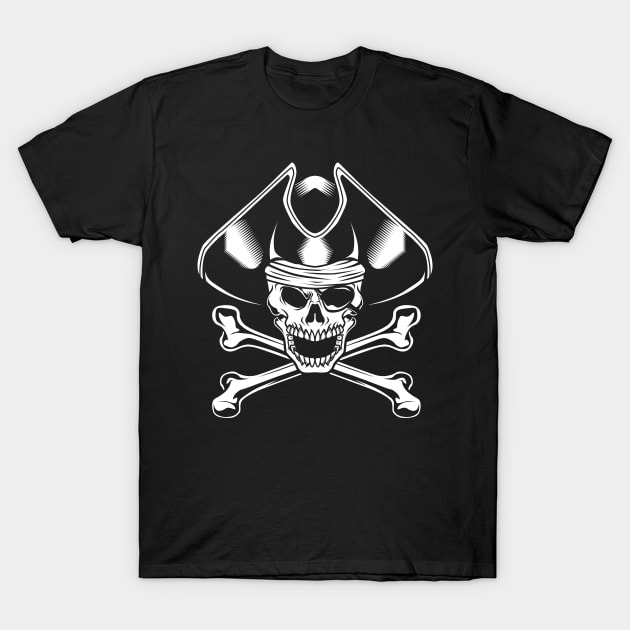 Pirate flag with skull and bones - Jolly Roger T-Shirt by Modern Medieval Design